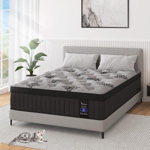 Full Mattress, 12 Inch Hybrid Mattresses Bed in a Box with Gel Memory Foam & Pocket Spring, Euro Top, Medium Firm for Back Support & Pressure Relief, Motion Isolation, Grey
