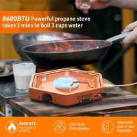 1-Burner Propane Stove Portable Camping Stove with Carry Strap, Backpacking Camp Stove for Outdoor Cooking, Flick-Style Ignition, Temperature Control, 8600 BTUs of Power for Camping BBQ& More - Image 3