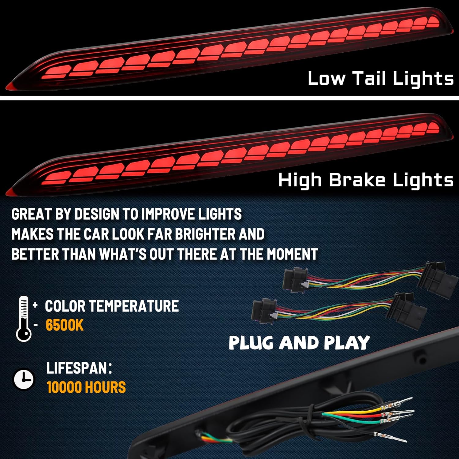Red Lens LED Rear Reflector Bumper Fog DRL Tail Brake Light Assembly Compatible With Cadillac CT5 2020-2023 Sequential Turn Signal Feature Plug and Play (RED STYLE) - Image 3