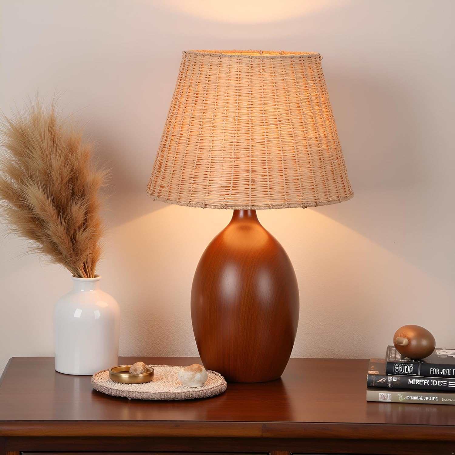 Aspen Creative 32989, Empire Natural Rattan Spider Shade, 9" Top x 14" Bottom x 9-1/2" Slant - Image 7