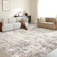Area Rugs for Living Room: 5x7 Washable Neutral Abstract Rug for Bedroom Large Soft Modern Dining Room Rugs Indoor Floor Low Pile Carpet for Home Office Nursery - Brown Grey - Image 6