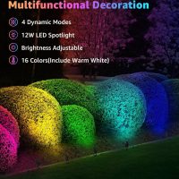 SUNVIE RGBW Halloween Spotlight Outdoor Color Changing Landscape Lighting 12W LED Spot Lights Outdoor with Remote Control 120V Waterproof Colored Spotlights for Outside House Garden Tree, 6 Pack - Image 3