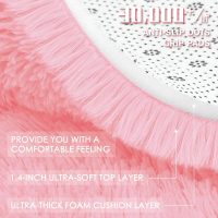 OLANLY Pink Round Rugs for Bedroom - Machine Washable, 4 ft Circle Area Rugs for Living Room, Soft and Fluffy Shaggy Carpet for Teen Girls and Boys, Nursery Rooms, Dorms, Home Decor Aesthetic - Image 6