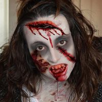 FANRUI 8 Sheets Halloween Fake Scar Tattoos For Women Men Adults Kids, Fake Wound Realistic Blood Injury Cut Scratches Stitches Temporary Tattoos Stickers Chucky Makeup Kit, Scary Face Zombie Makeup Prank Masquerade Accessories - Image 3
