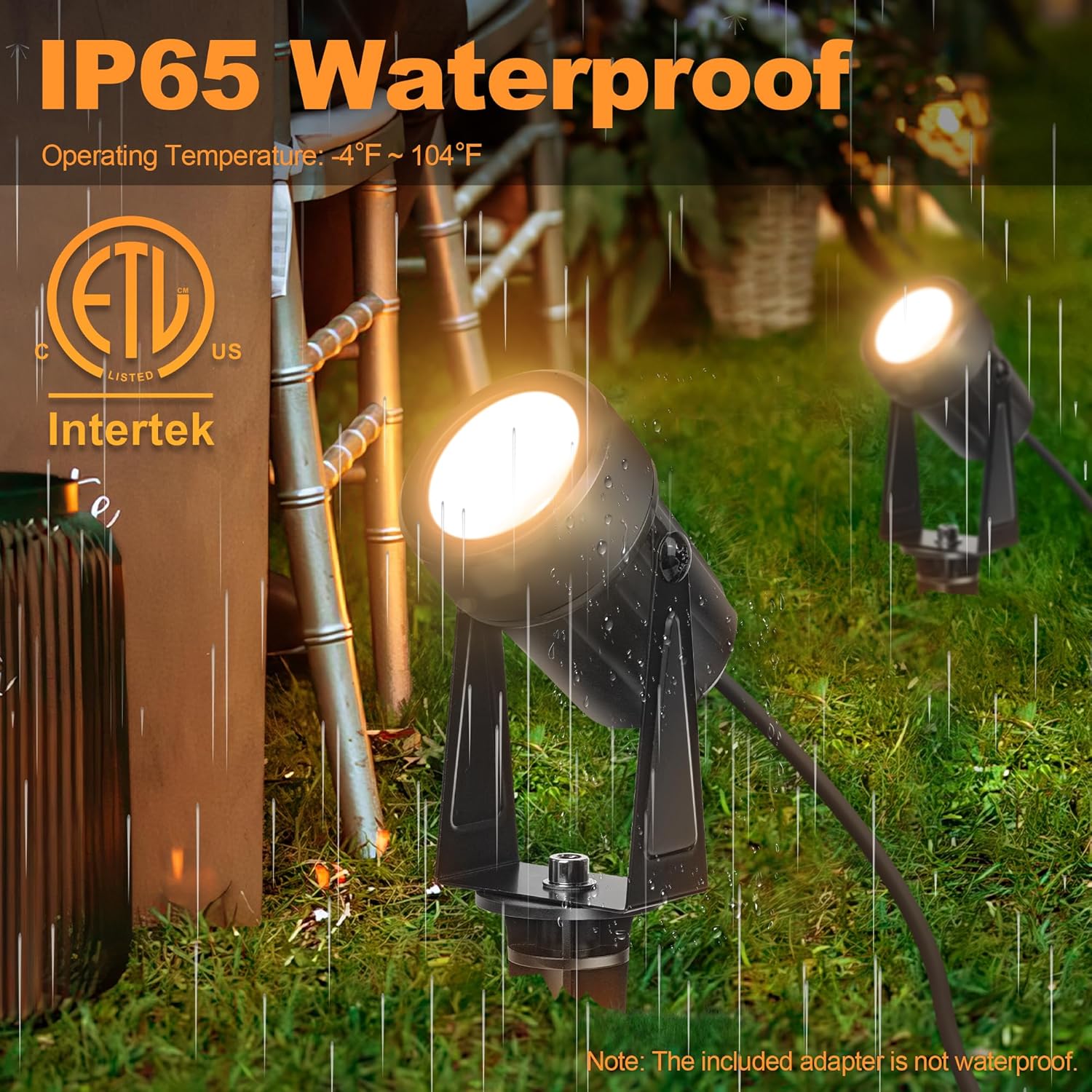 Outdoor Landscape lighting Low Voltage, 65.6FT Wired LED Spot light with Plug-in Transformer, IP65 Waterproof Outside Uplight 18W 1800LM for Yard Garden Tree Pathway House, Warm White 3000K, Pack of 6 - Image 2