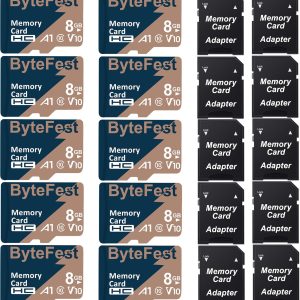 10 Pack Memory Card 8GB Class 10 with Adapter, A1 C10 V10, TF Memory Card for MP3 MP4 Player E-Reader Streaming Media Player Phone Tablet