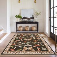 Mushroom Washable Rug 5x7 Area Rugs for Living Room, Insect Print Rug for Bedroom, Non Slip Throw Carpet with Rubber Back, Soft Low Pile Dining Room, Brown - Image 8