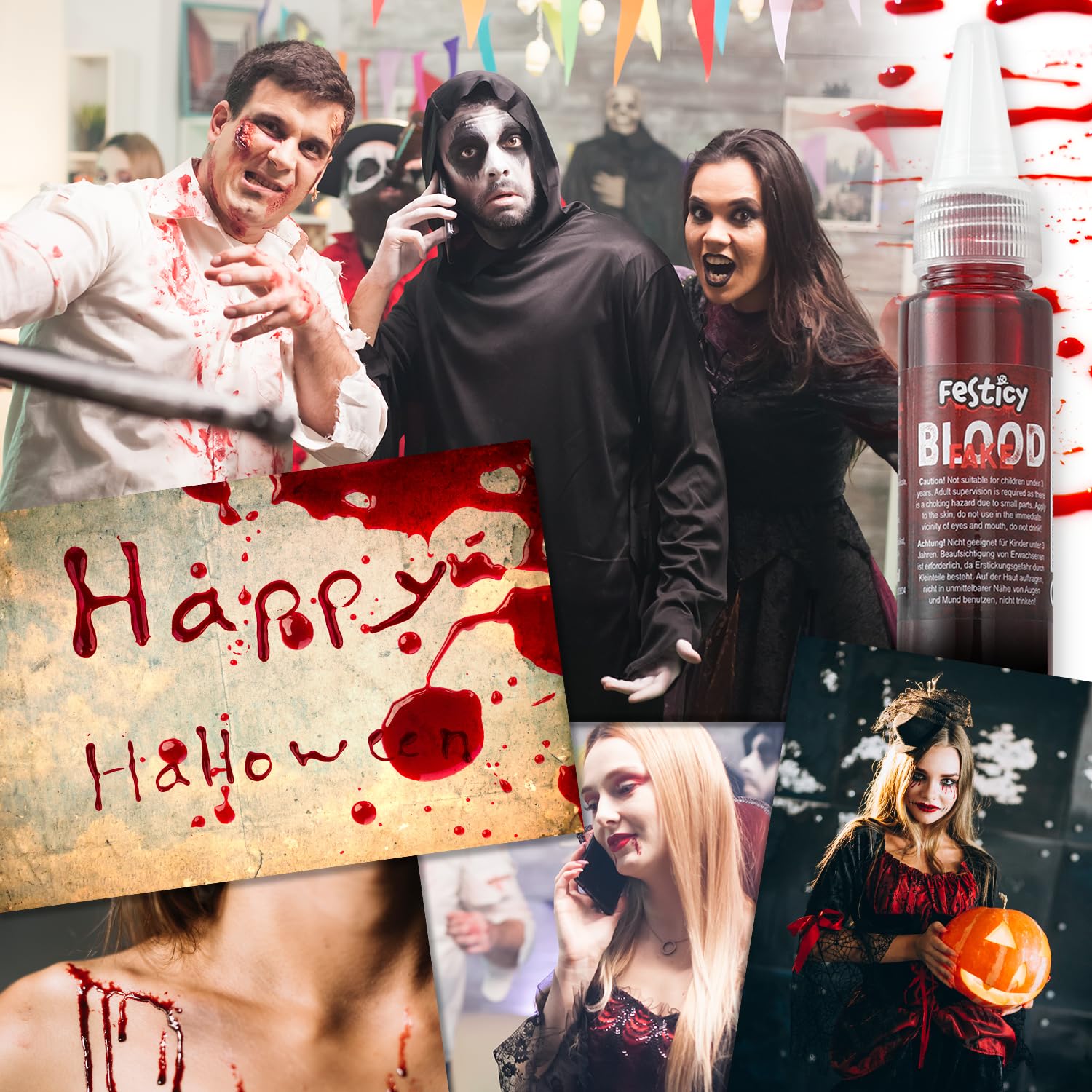 Authentic Fake Blood 0.88 fl oz I Realistic Halloween Make up I For Vampire Costumes I Washable Fake Blood for Halloween & Carnival I Ideal for Zombie & Vampire Makeup Kit - Image 2