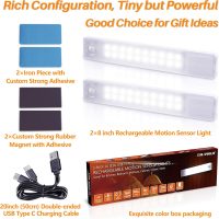 STAR-SPANGLED Under Cabinet Lighting Rechargeable, 8 inch Motion Sensor Lights Indoor Battery Operated, USB Stick on LED Magnetic Closet Light Wireless for Counter, Stairs, Kitchen, Cool White, 2 Pack - Image 4