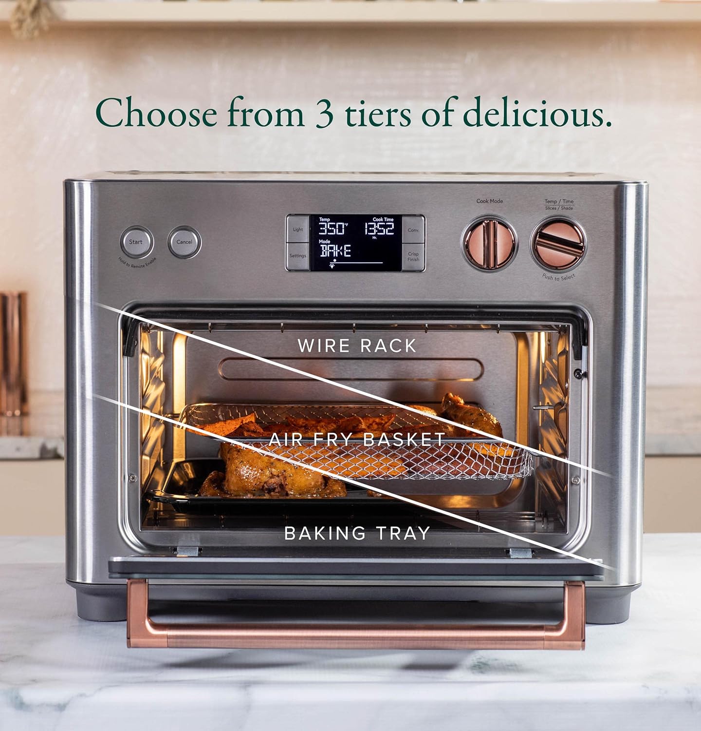 Café Couture Oven with 14 essential cooking modes, including Air Fry, CrispFinish, Bake, Broil, Roast, Toast, Pizza, WiFi & Smart Connected, Voice Control, Countertop Small Appliances, Steel Silver - Image 3