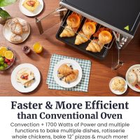 Elite Gourmet ETO4524 45L Countertop Convection Toaster Oven, French Doors, Adjustable Temperature & Timer, Bake, Roast, Broil, Toast, Includes Baking Pan, Rack, Rotisserie, Stainless Steel - Image 8