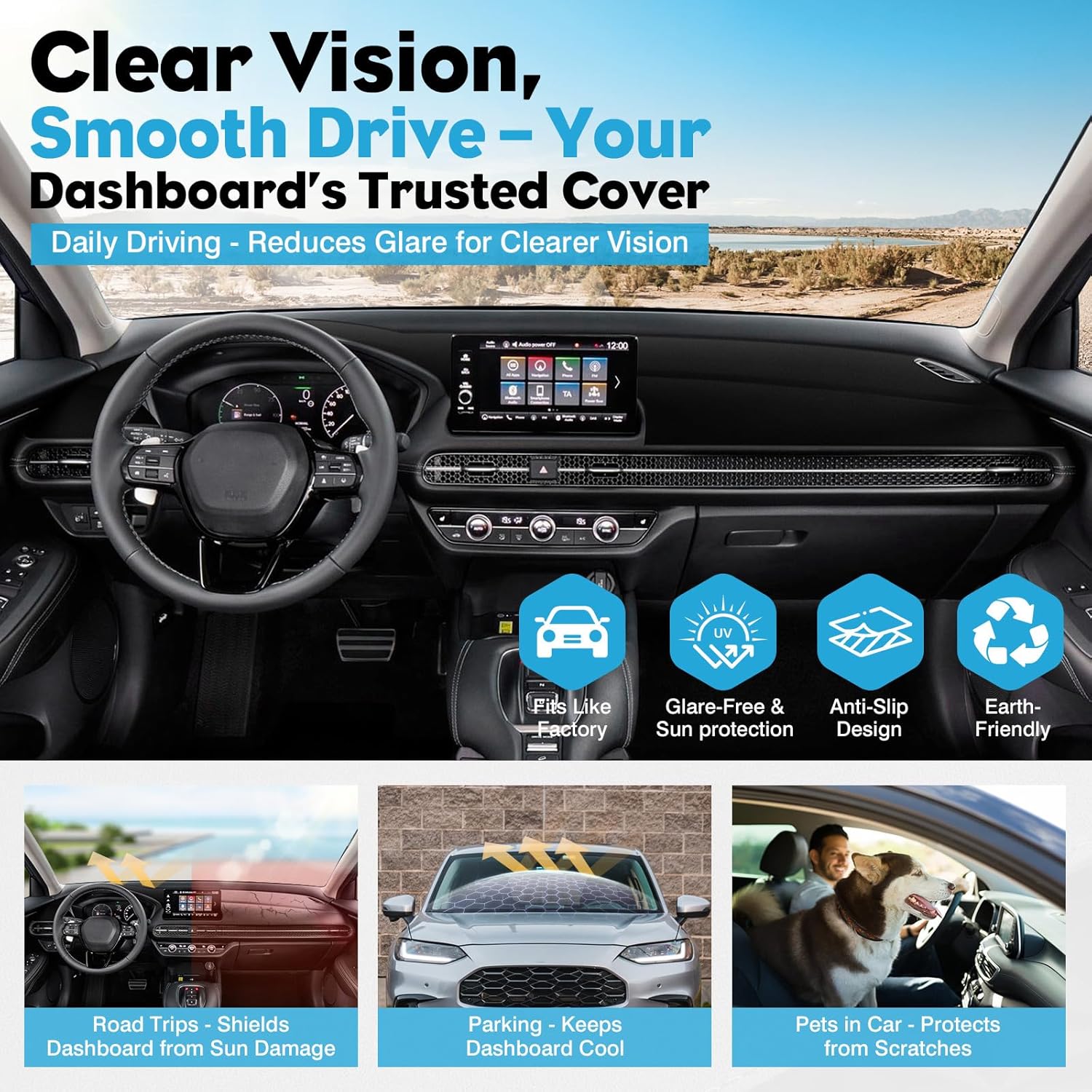 Upgraded Rubber Anti-Slip Dashboard Cover Fit for Honda HR-V 2023 2024 2025 hrv Accessories Non-Slip Carpet Sunshield Glare UV Rays Protector - Image 4