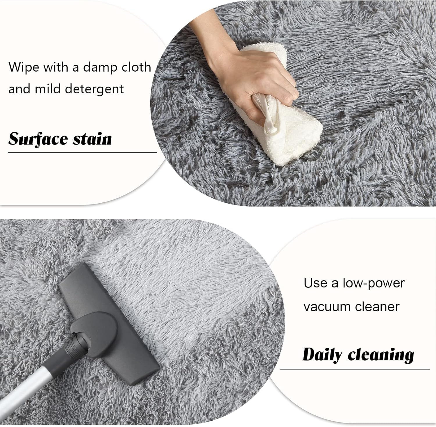 Runner Rug for Bedroom, 2x6 Soft Shag Fluffy Area Rugs for Girls Boy's Room, Plush Shaggy Carpet with Non-Slip Bottom for Living Room Dorm, Grey - Image 4