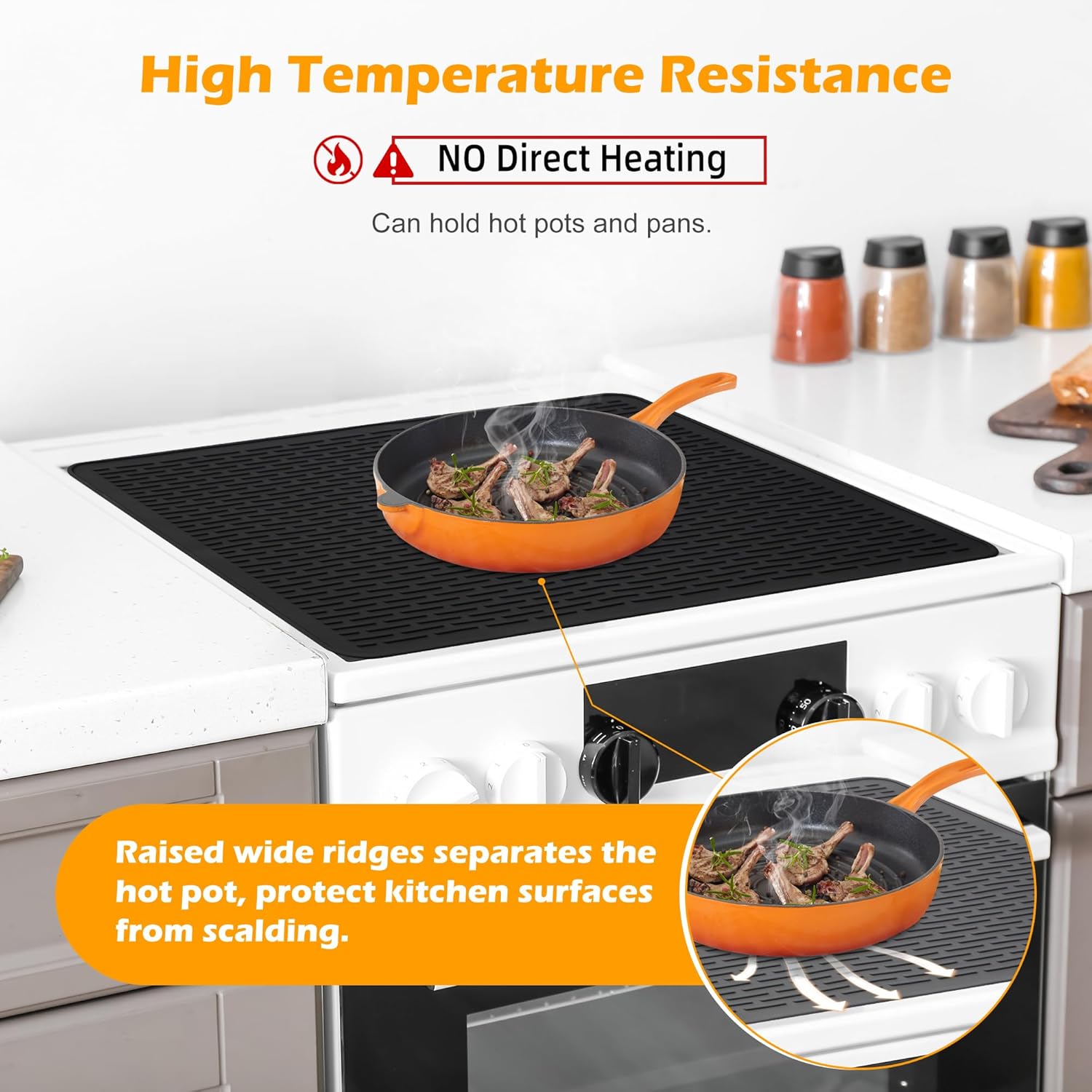 Electric Stove Top Covers, Heat Resistant No Crease Ceramic Glass, Induction, Cook Top, Flat RV Range Covers Protector, Oven, XL Dish Drying Mat for Kitchen Appliances - Black - Image 5