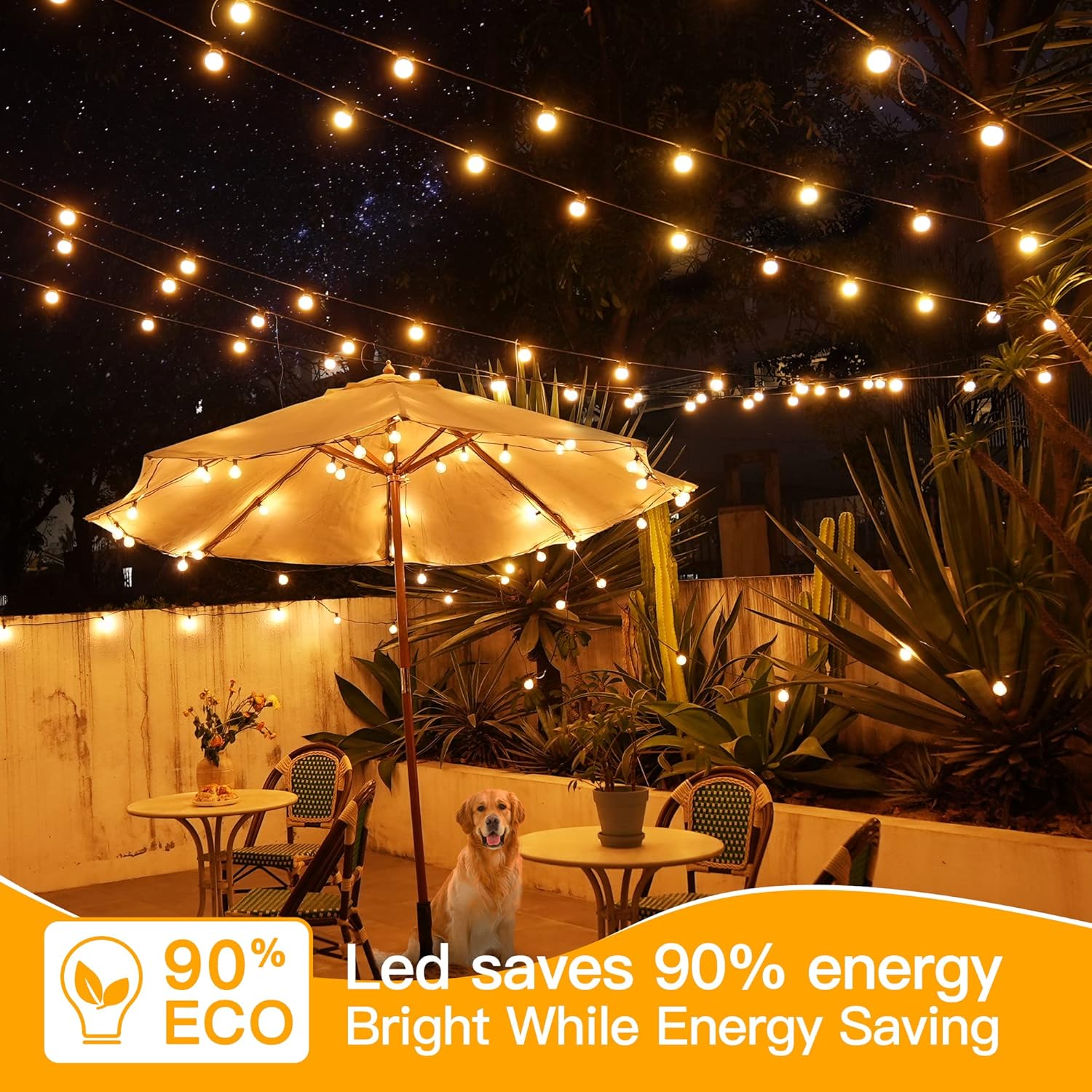 Ollny 50FT Outdoor String Lights, Waterproof Connectable Shatterproof Outside Light with 25 Edison + 2 Spare LED Bulbs Plug in, Patio Lights for Indoor Balcony Porch Camping Deck - Image 7