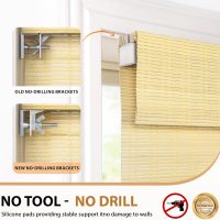 LazBlinds No Tools No Drill Cordless Bamboo Roman Shades, Custom Light Filtering Window Treatment, Roll Up Bamboo Blinds for Windows, Ceylon Natural - Image 2
