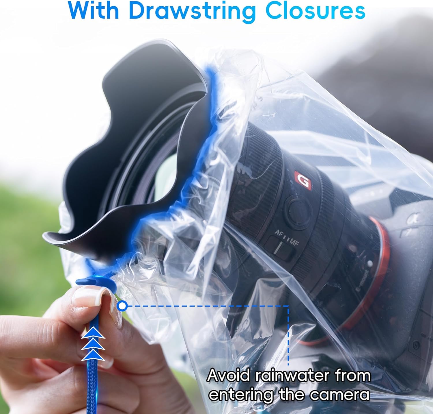 2 Pack Camera Rain Cover Clear Sleeve Protector for Sony A7R V A7 IV A7S III II A6700 A6600 A6500 A6400 A6300 A6100 A6000 A7C Nikon Z8 Z5 Z50 Z30 Z7 Z6 II D780 D7500 D5600 D3500 P1000 - Image 5