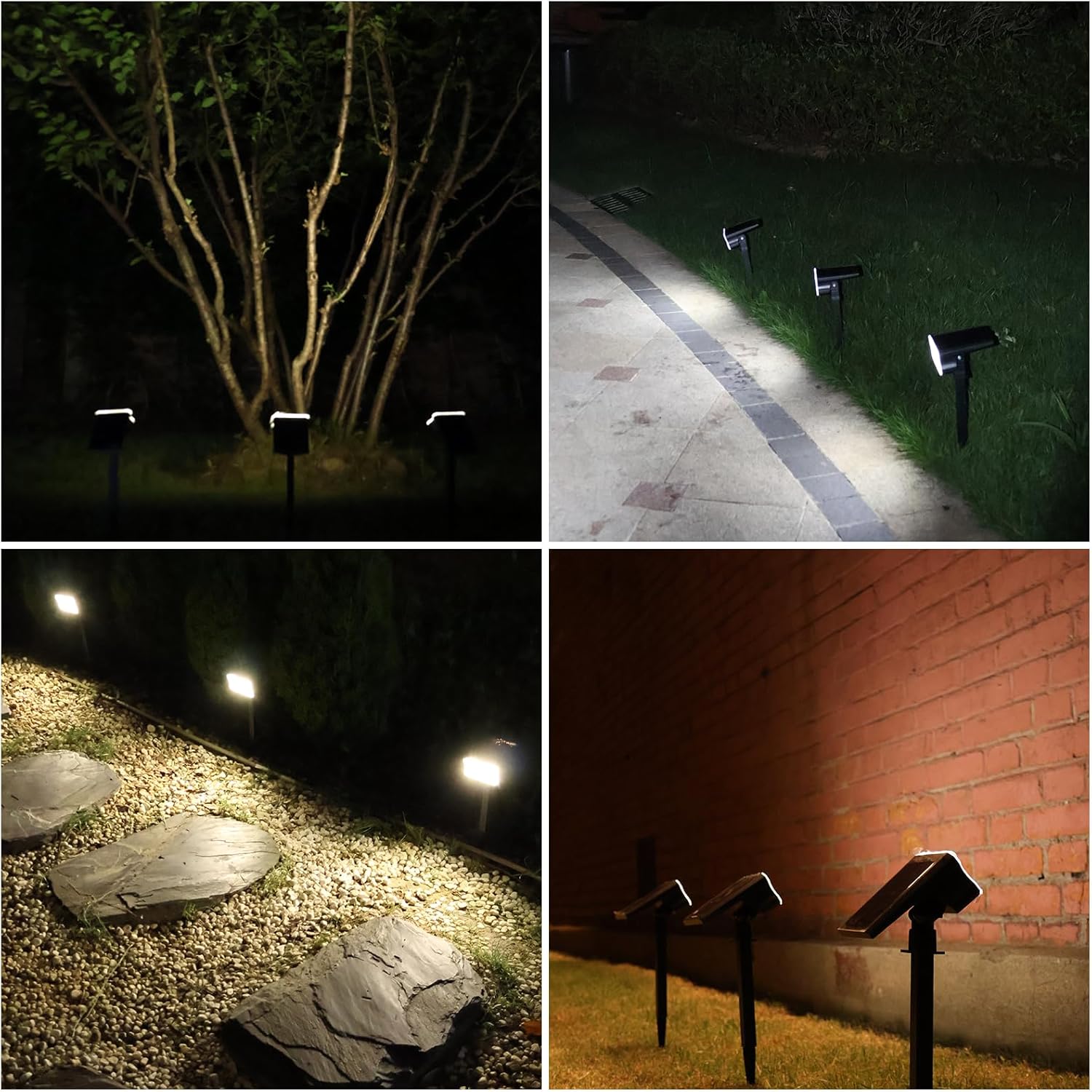 HGGH Solar Lights Outdoor Waterproof IP67, 60 LED 3 Lighting Modes Solar Spot Lights Outdoor for Yard Garden Pathway Landscape, Auto On/Off, Function 2 in 1(Cool White, 4 Pack) - Image 7