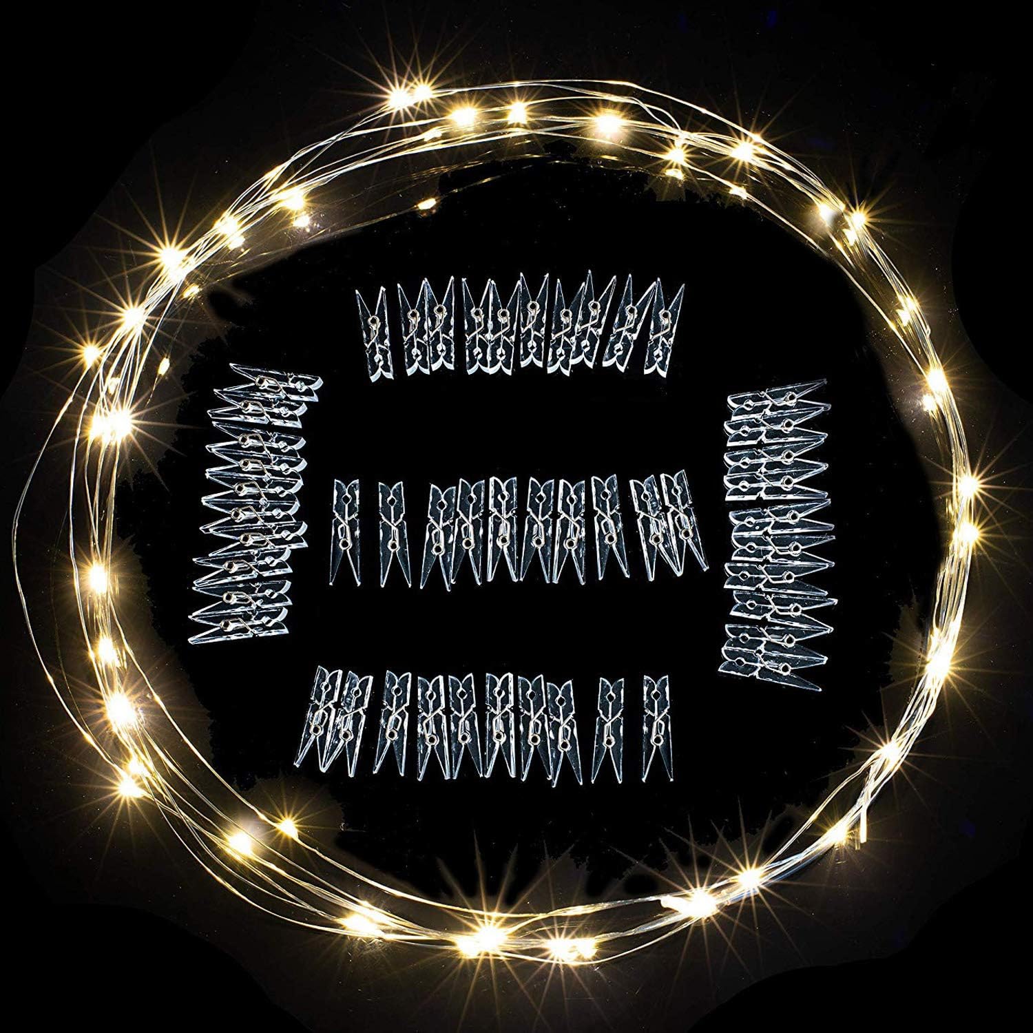 17Ft 50 LED Fairy String Lights with Clear Clips - Perfect for Dorm, Bedroom, Wedding Decor - Image 4
