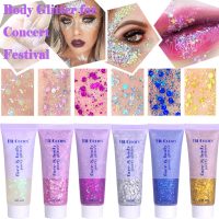 Body Glitter Face Glitter Gel: Singer Concerts Disco Festival Rave Accessories Face Glitter Makeup 150ml Chunky Sequins Mermaid Face Body Hair Glitter Gel (White&Silver&Pink) - Image 4