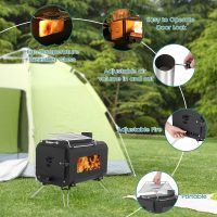 Gaomon Outdoor Portable Wood Stove, Tent Stove,Wood Burning Stove for Camping,Cast Iron Wood Stove,Tent Heaters for Camping, Includes Chimney Pipes ans View Glass,Ice-fishing, Cookout, Hiking, Travel - Image 2