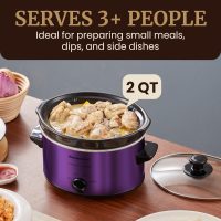 Elite Gourmet MST-275XP Electric Oval Slow Cooker, 2Qt Capacity, Purple - Image 3