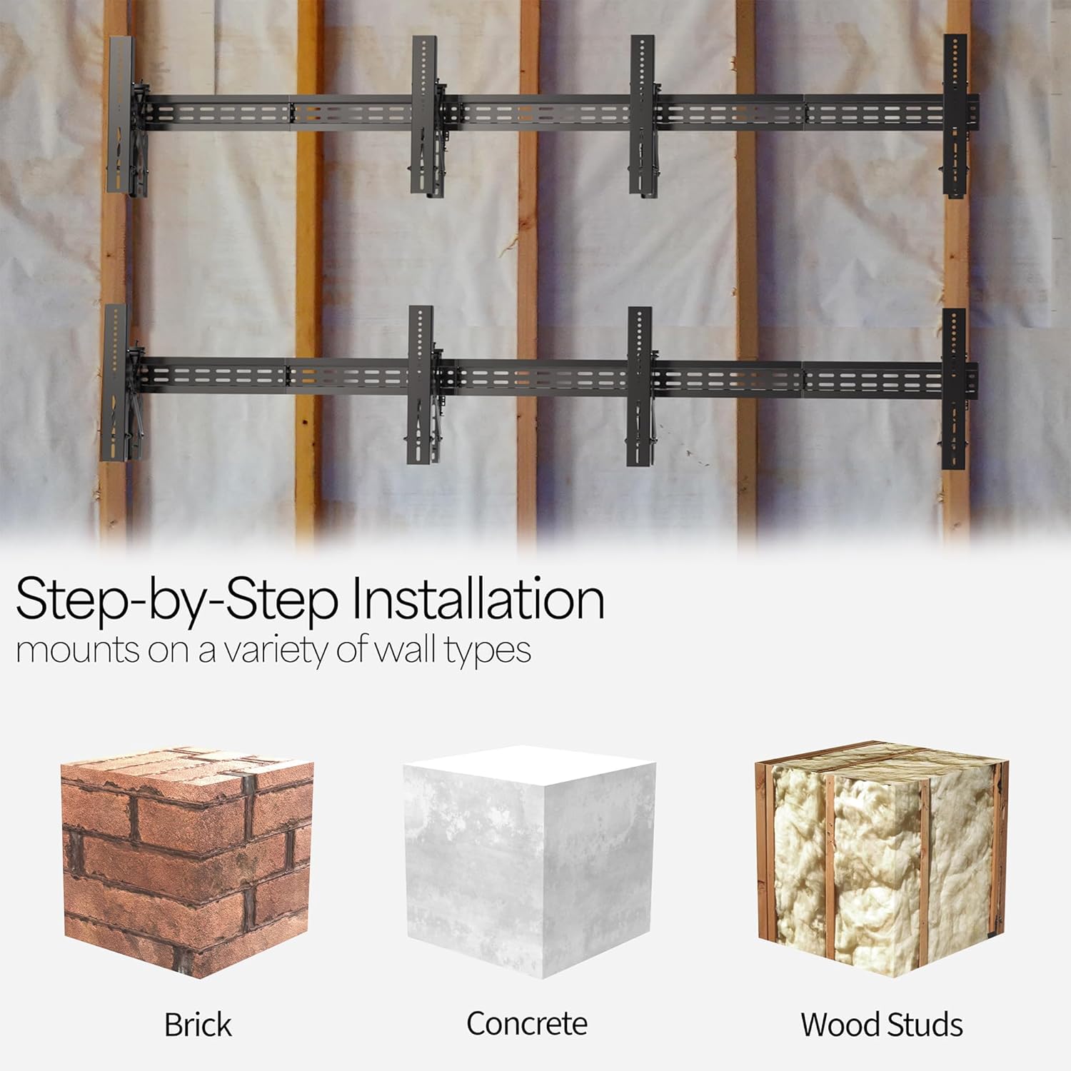 VIVO Pop-Out Steel 2x2 Video Wall Mount, Fits 4 TV Screens 37 to 65 inches, Wide VESA Range and Screen Leveling, Holds up to 616 lbs, Black, MOUNT-VW65-4 - Image 8