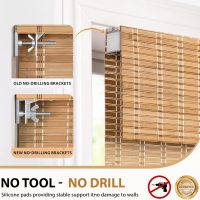 LazBlinds No Tools No Drill Cordless Bamboo Roman Shades, Custom Light Filtering Window Treatment, Roll Up Bamboo Blinds for Windows, Brown206 - Image 3