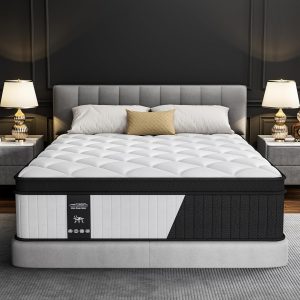 14 Inch Mattress Queen Size - 2025 Upgraded Hybrid Cooling Gel Memory Foam & Pocket Coils, Medium Firm Mattress in a Box for Back Neck Pain Relief, Motion Isolation, Edge Support, Breathable, White