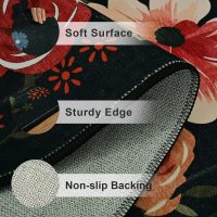 Vasofe 5x7 Rug for Bedroom,Washable Rugs for Living Room, Dining Room, Indoor Floor Mat, Floral Printed Mats for Nrusery, Farmhouse, Laundry Room,Non Slip Low Pile Soft Modern Carpet, Black - Image 8