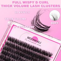 Lash Clusters Wispy 80D Eyelash Clusters D Curly 12-20MM Mix Length Cluster Eyelash Extensions Thick Volume Individual Lashes Clusters DIY Eye Lash Extension 3D Eyelashes Clusters at Home By MOONKALI - Image 2