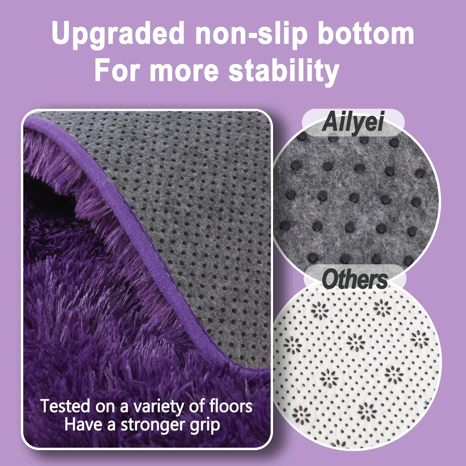 Soft Shag Rugs for Bedroom, 4x6 Purple Fluffy Shaggy Rugs for Living Room Nursery, Luxury Modern Plush Carpet Girls Boys Kids Room Dorm Indoor Home Decor, Upgrade Non-Slip - Image 6