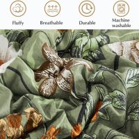 CASAAGUSTO King Size Comforter Set - 7 Pieces Green Floral Bedding Sets, King Bed in a Bag with Botanical Butterfly Comforter, Sheets, Pillowcases & Shams for All Seasons - Image 5