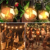 OHLUX Outdoor String Lights, 55FT Shatterproof LED Patio Lights with 26 Dimmable Plastic G40 Bulbs, 2200K Waterproof Connectable Hanging String for Backyard, Cafe, Porch, Deck, E12 Base - Image 6