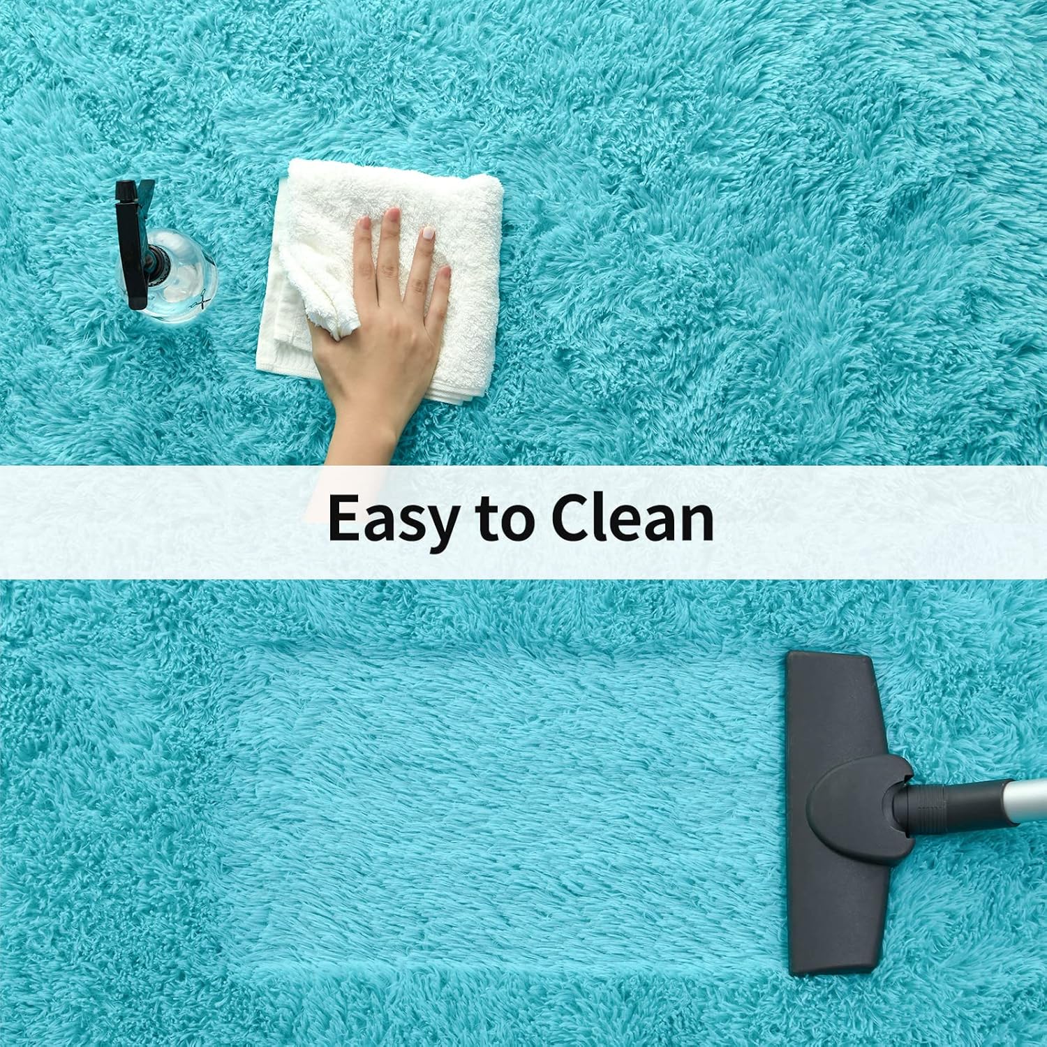 Merelax Modern Soft Fluffy Small Shaggy Rug for Bedroom Livingroom Dorm Kids Room Indoor Home Decorative, Non-Slip Plush Furry Fur Area Rugs Comfy Nursery Accent Floor Carpet 2x3 Feet, Teal - Image 5