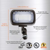 Newhouse Lighting WW15BRZ-2 16-Watt Outdoor Die-Cast Aluminum LED Wall Wash Flood, Weatherproof Landscape Lighting 1500 Lumens, 3000K Warm White, 120-277V, 1/2" Knuckle Mount, Bronze, 2-Pack - Image 3