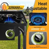 Outdoor Camping Stove, 225000 BTU, High Pressure 3 Burner, Propane Gas Cooker with Detachable Legs, 30 PSI Regulator - Image 3