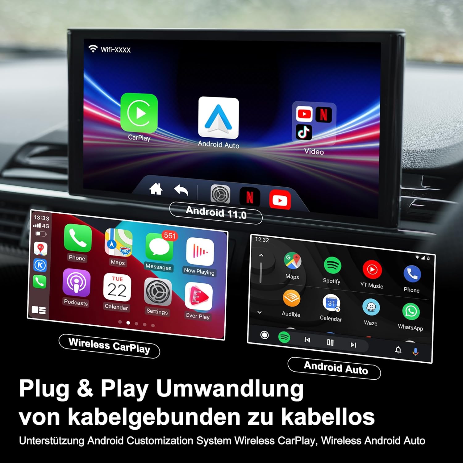 MMB WJUC-PRO Wireless CarPlay Adapter, Android Auto Adapter Online Netflix/SmartTube Multimedia Video, CarPlay Dongle for iPhone, Magic Box 2.0 Carplay for Factory Wired CarPlay Car - Image 2