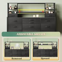 WLIVE Storage Organizer Unit with 15 Fabric Drawer & 5 Open Shelves, Tall Black Storage Drawers Organizer with Charging Station, Storage Tower Organizaton for Living Room, Hallway, Office - Image 4