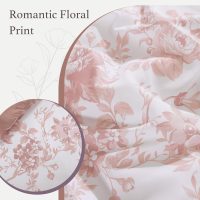 Queen Comforter Set -7 Pieces Pink Floral Comforter Set for All Seasons, Bed in a Bag Queen with Botanical Flowers Comforter, Sheets, Pillowcases & Shams - Image 6