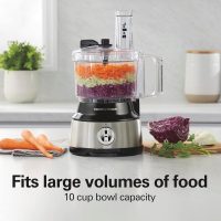 Hamilton Beach Food Processor & Vegetable Chopper for Slicing, Shredding, Mincing, and Puree, 10 Cups + Easy Clean Bowl Scraper, Black and Stainless Steel (70730) - Image 6