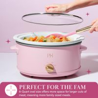 Paris Hilton 6-Quart Manual Slow Cooker, Features Three Settings (Low, High, Warm), Naturally Nonstick and Dishwasher Safe Stoneware Insert, Family Sized Capacity, Pink - Image 2