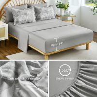 Drucon Grey Floral Comforter Set Queen Size, 7 Piece Dandelion Botanical Plant Comforter Bedding Set, Bed in a Bag Queen, Soft Microfiber Complete Bedding Set with Sheets for All Season - Image 6