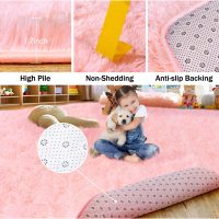 Ultra Soft Pink Rugs for Bedroom 8x10 Feet, Fluffy Shag Area Rugs for Living Room, Large Comfy Furry Rug for Girls Kids Baby Room Decor Teenage Pastel Princess Rug, Non Slip。 - Image 6