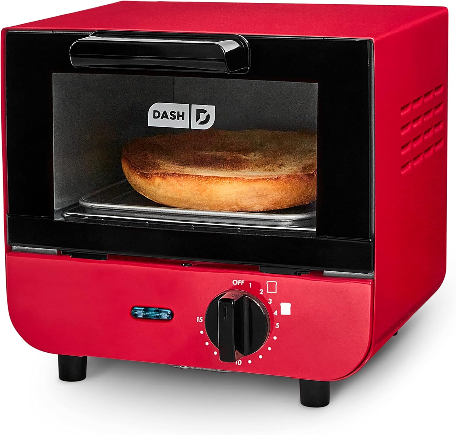 DASH Mini Toaster Oven Cooker for Bread, Bagels, Cookies, Pizza, Paninis & More with Baking Tray, Rack, Auto Shut Off Feature - Red
