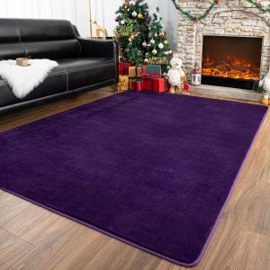 Przemy Washable Area Rug for Bedroom Living Room, 4x6 Feet Dark Purple Memory Foam Rug, Super Soft Modern Indoor Carpet for Bedside Kids Room Girls Boys Dorm Nursery Decor Mat