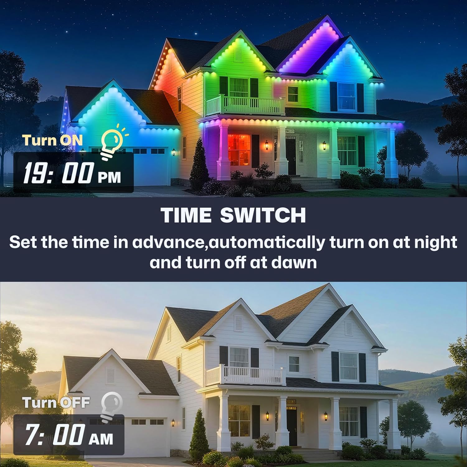 Permanent Outdoor Lights, 100ft Smart Eave Lights with 72 LED Lights, IP67 Waterproof, App Control, Outdoor String Lights, DIY RGB+IC Light for House Halloween Decorations, White - Image 8