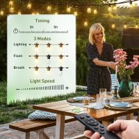addlon 100FT LED Outdoor String Lights, Remote Dimmable Patio Lights with Timer & 3 Lighting Modes, 32 Shatterproof Edison Bulbs, Waterproof Connectable String Lights for Outside Backyard Porch Party - Image 4