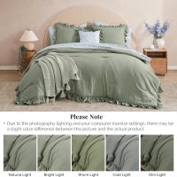 Queen Comforter Set - 7 Pieces Ruffle Sage Green Bedding Sets, Shabby Chic Farmhouse Bed in a Bag Queen with Ruffle Comforter, Floral Sheets, Pillowcases & Shams - Image 7