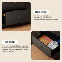 LIKIMIO Dresser with 10 Drawers, Bedroom Wooden Chest of Drawers with LED Lights and Power Outlets, Fabric Side Pocket, TV Stand for Living Room, Black - Image 4